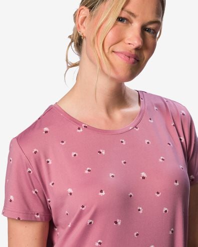 chemise de nuit femme tissu bross&eacute; micro fleurs rose rose - 23401846PINK - HEMA
