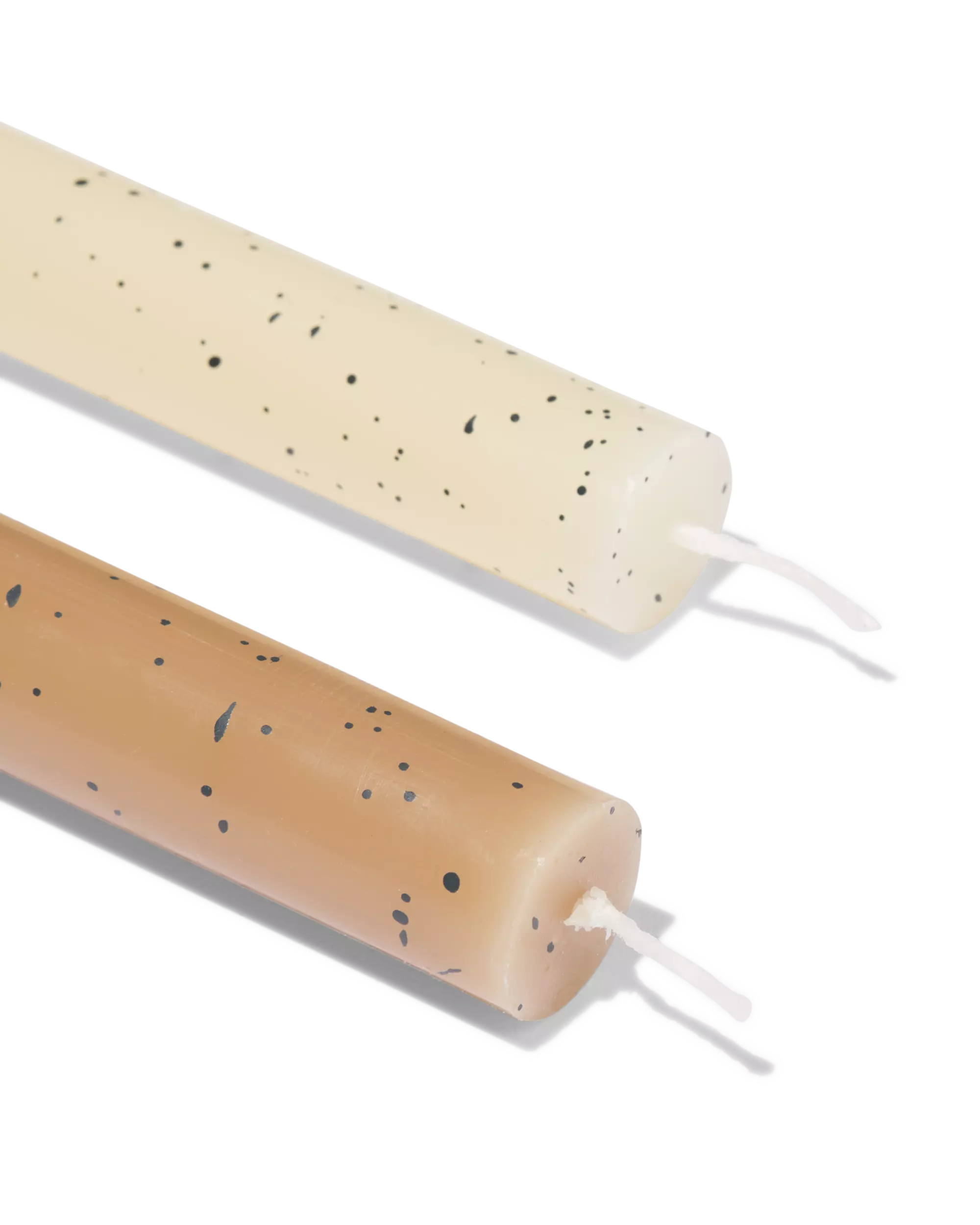 bougies longues ⌀2,2x25cm moucheture naturel - 2 pièces