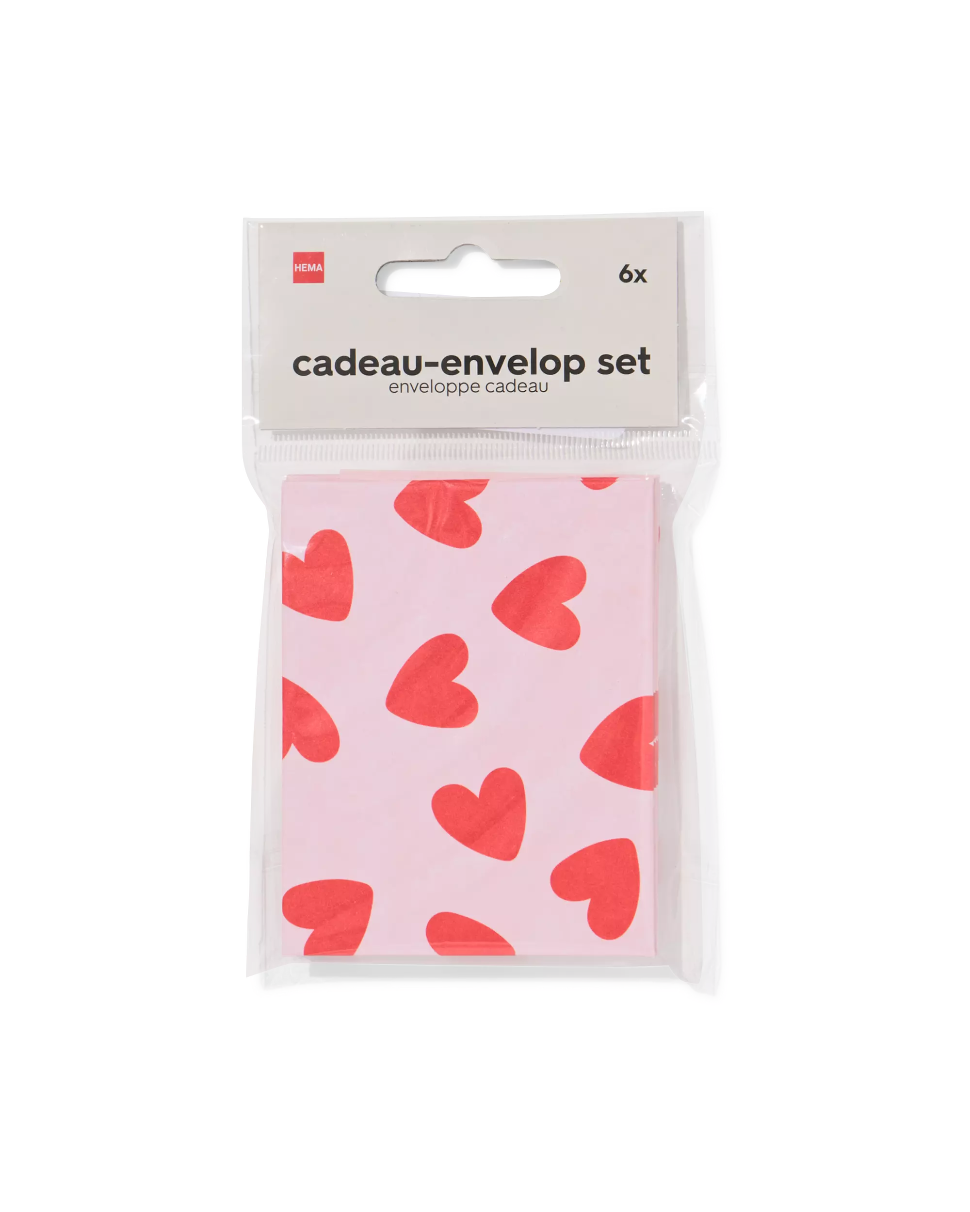 cadeau-envelop set hartjes - 6 stuks