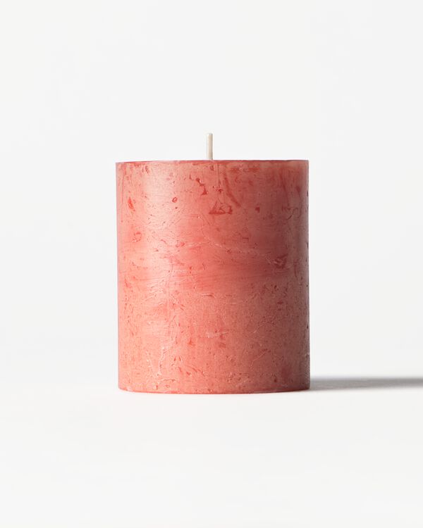 bougie cylindrique ⌀7x8cm rustique orange fonc&eacute; - 13504240 - HEMA