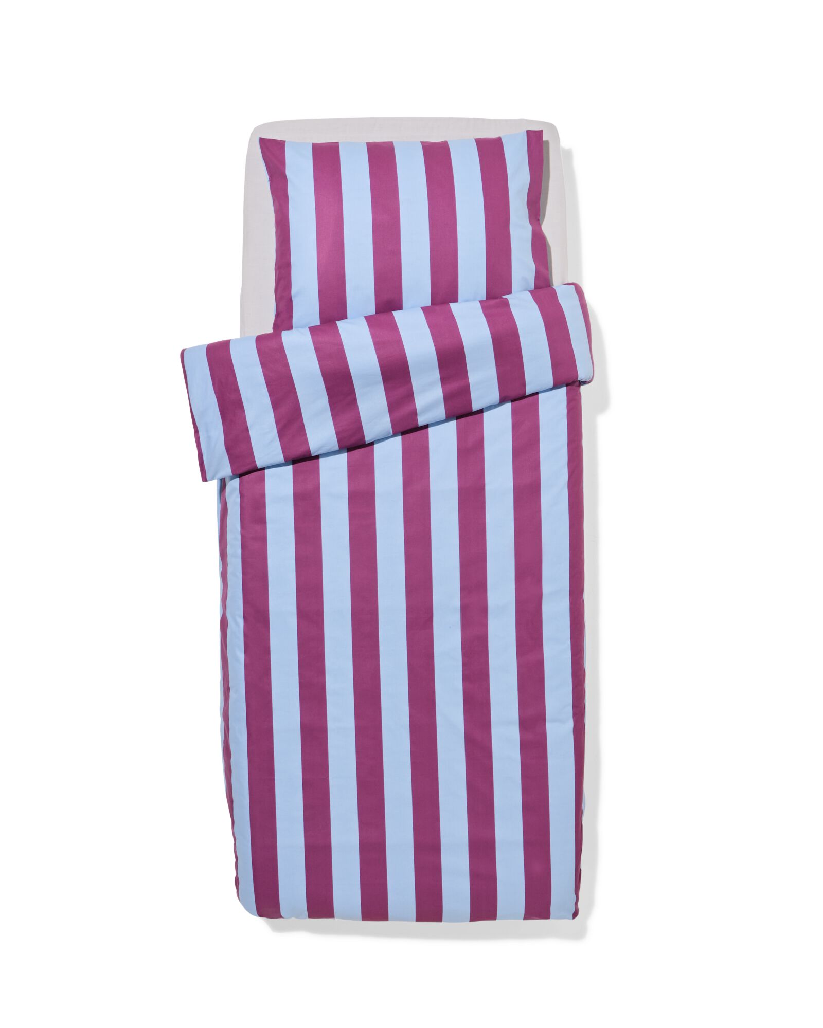 housse de couette 140x200/220cm coton doux ray&eacute; bleu-violet - 5720198 - HEMA
