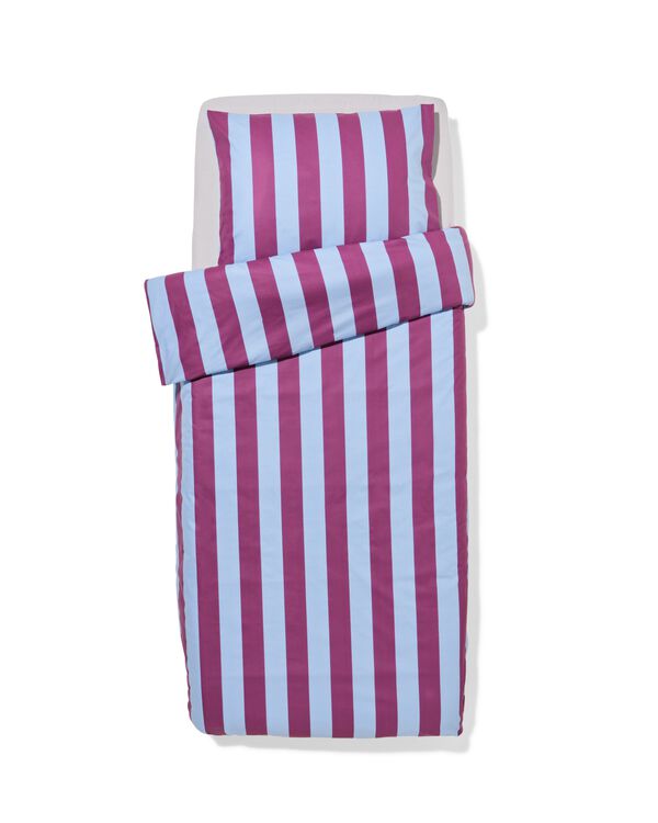 housse de couette 140x200/220cm coton doux ray&eacute; bleu-violet - 5720198 - HEMA