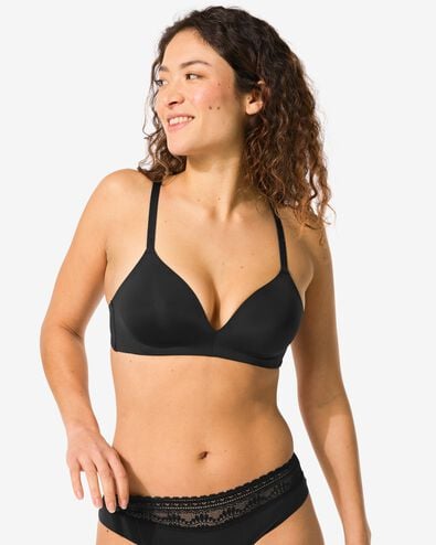 voorgevormde bh zonder beugel recycled/micro zwart zwart - 21880480BLACK - HEMA