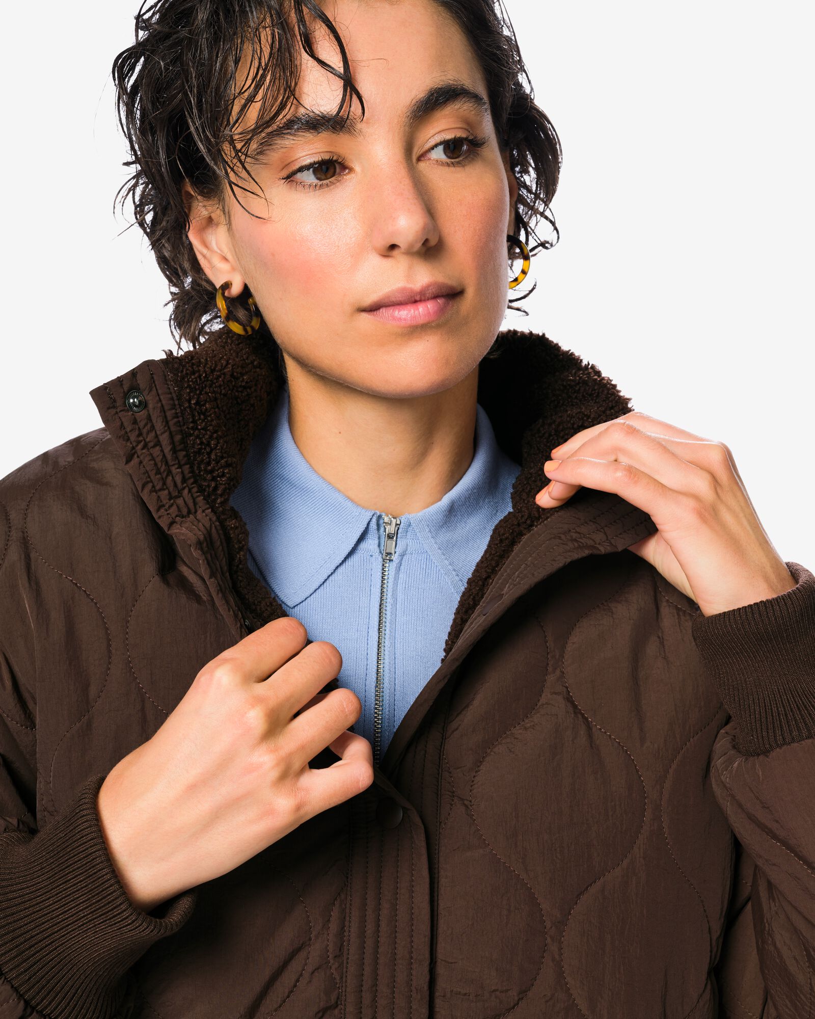Wendbare Damenjacke aus Teddystoff  braun braun - 36212360BROWN - HEMA
