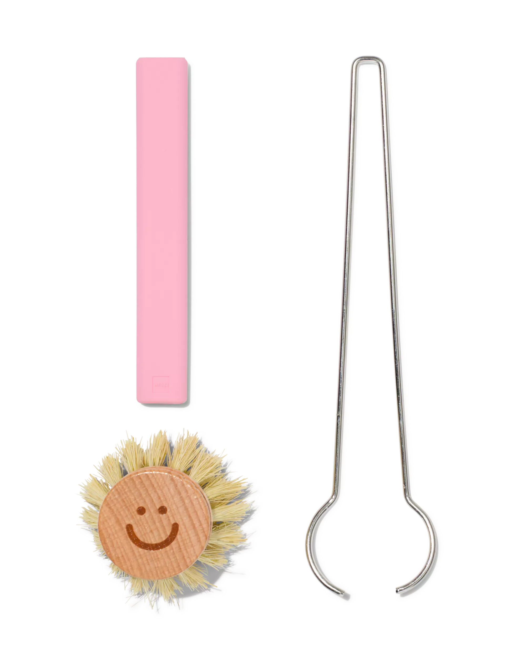 brosse vaisselle avec tête indépendante rose