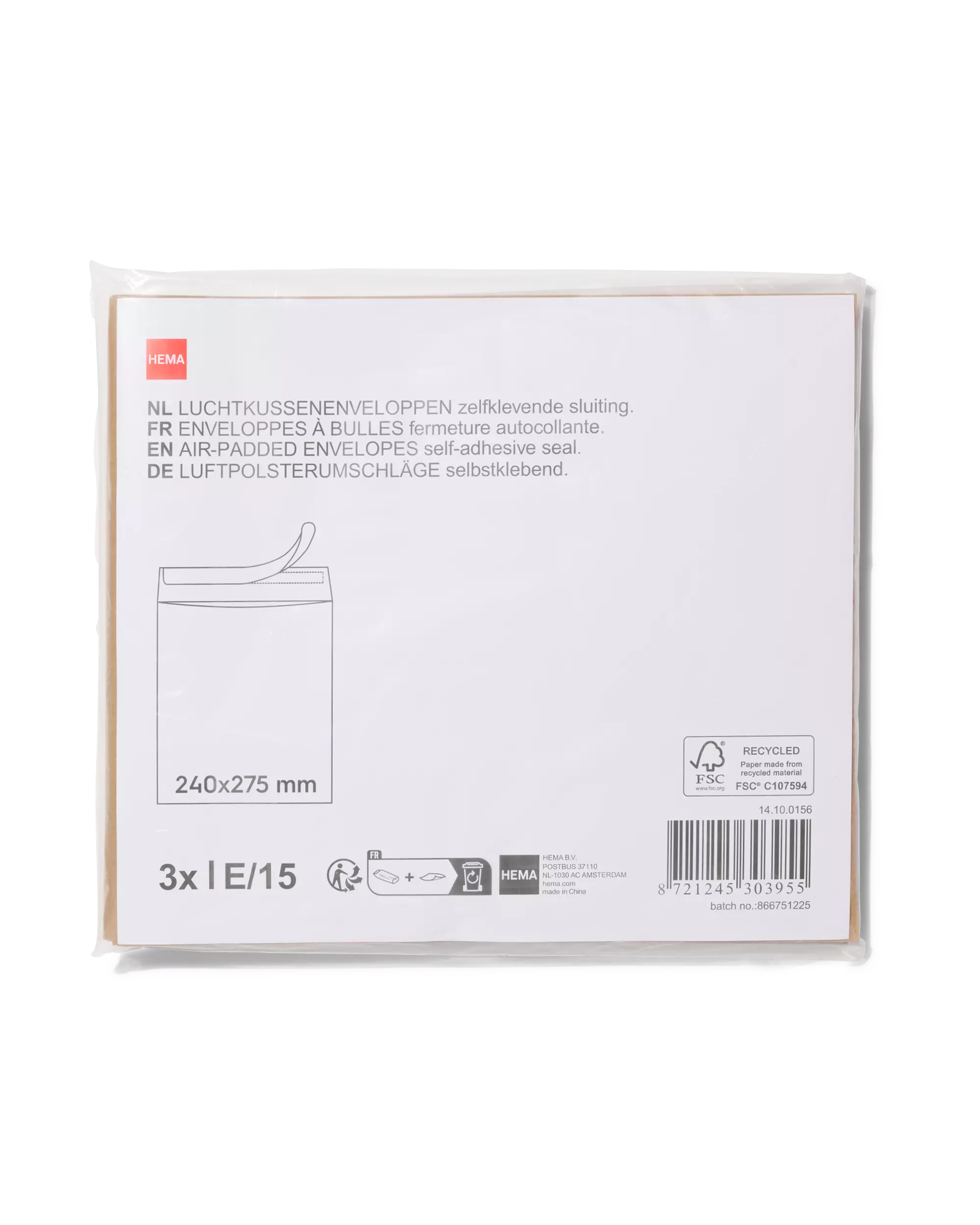 enveloppe rembourrée kraft - 3 pièces