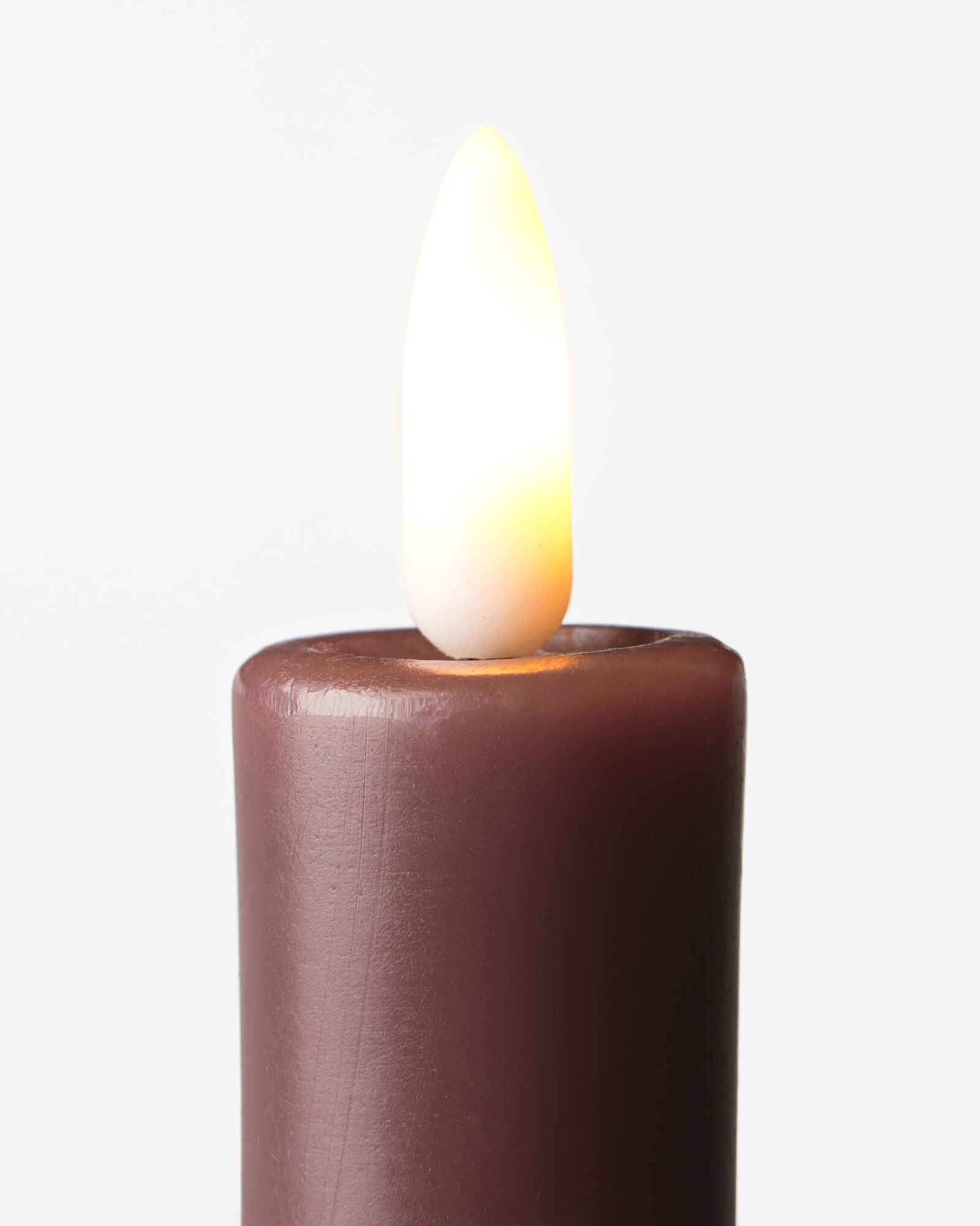 LED-Formkerze, Kerzenst&auml;nder, ⌀ 7,6 &times; 27,5 cm, rustikal, Dunkelbraun - 13550222 - HEMA