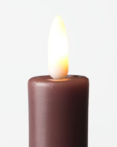 LED-Formkerze, Kerzenst&auml;nder, ⌀ 7,6 &times; 27,5 cm, rustikal, Dunkelbraun - 13550222 - HEMA