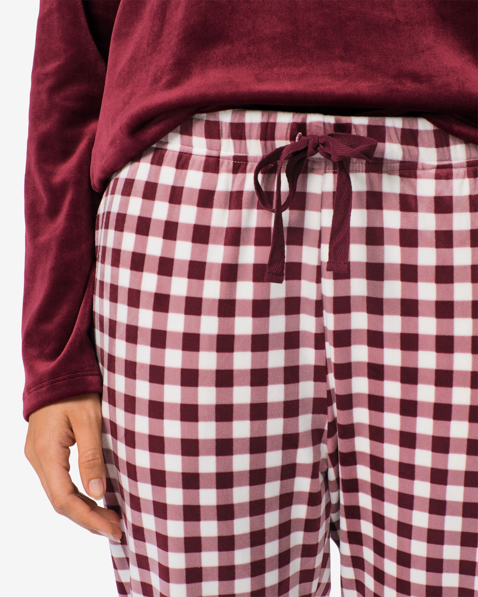 pantalon de pyjama femme velours carreaux rouge fonc&eacute; rouge fonc&eacute; - 23401714DARKRED - HEMA