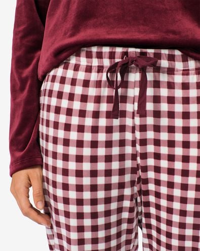 pantalon de pyjama femme velours carreaux rouge fonc&eacute; rouge fonc&eacute; - 23401714DARKRED - HEMA