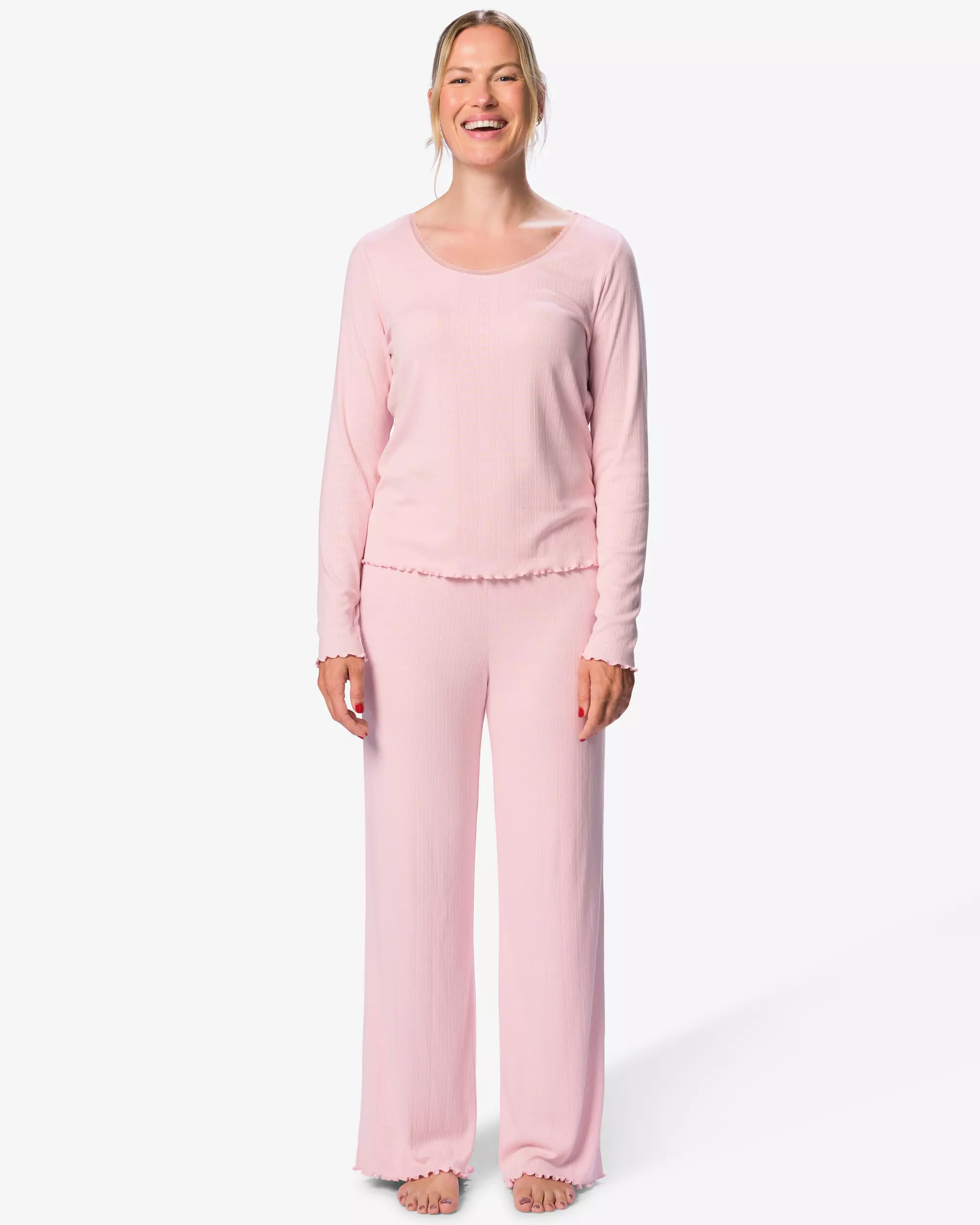 Damen-Pyjama mit Ajourmuster mit Herzen