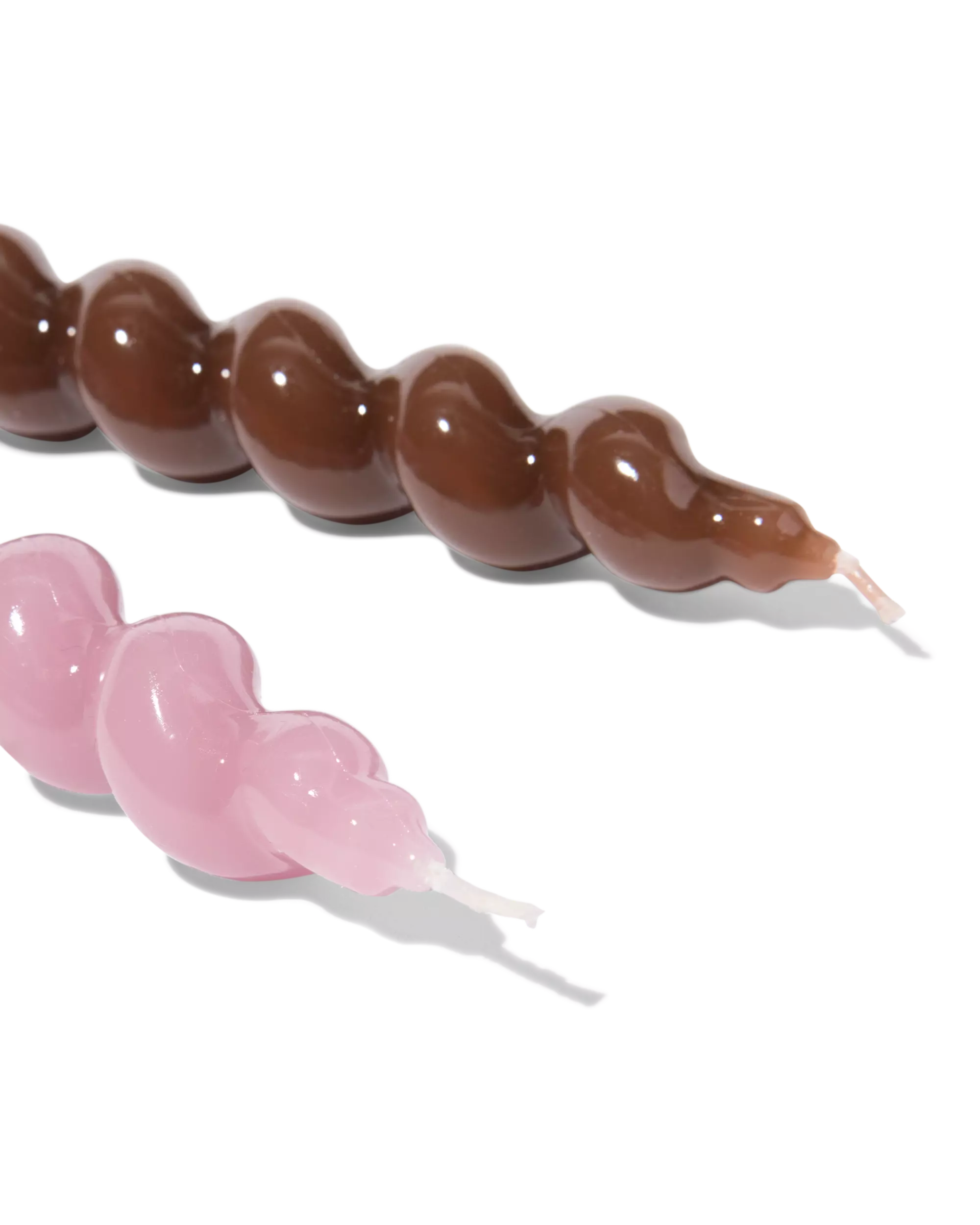 Bougies d"intérieur ⌀2,2x20cm torsadées roses - 2 pièces