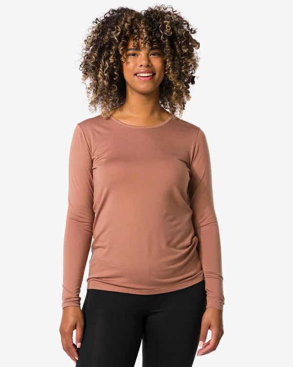 T-shirt temptech femme longues manches marron moyen marron moyen - 19670671MIDBROWN - HEMA