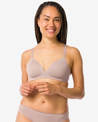 voorgevormde bh zonder beugel recycled/micro beige beige - 21821480BEIGE - HEMA