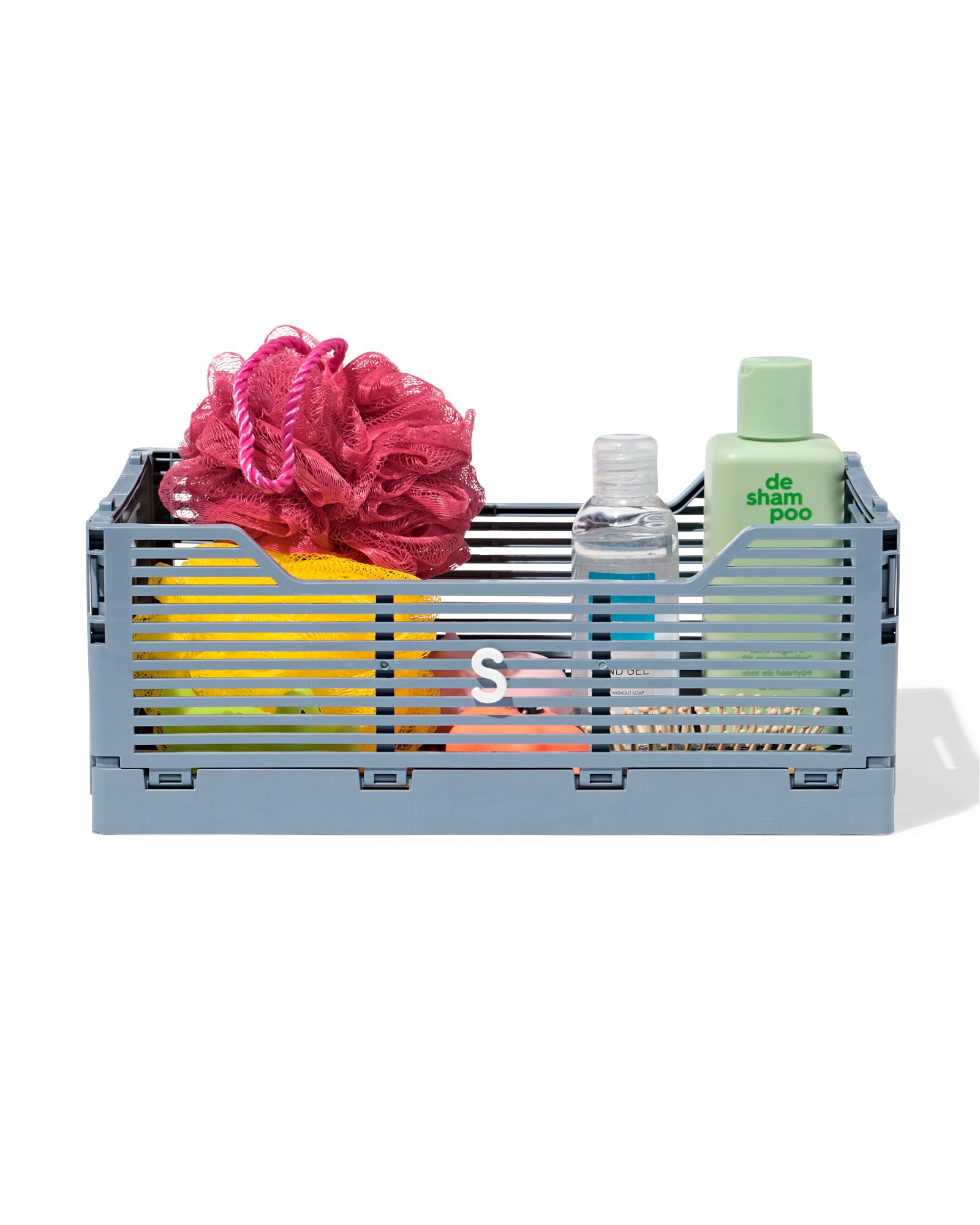 caisse pliante lettres recycl&eacute;e S bleu pierre bleu fonc&eacute; S  20 x 30 x 11,5 - 39811087 - HEMA