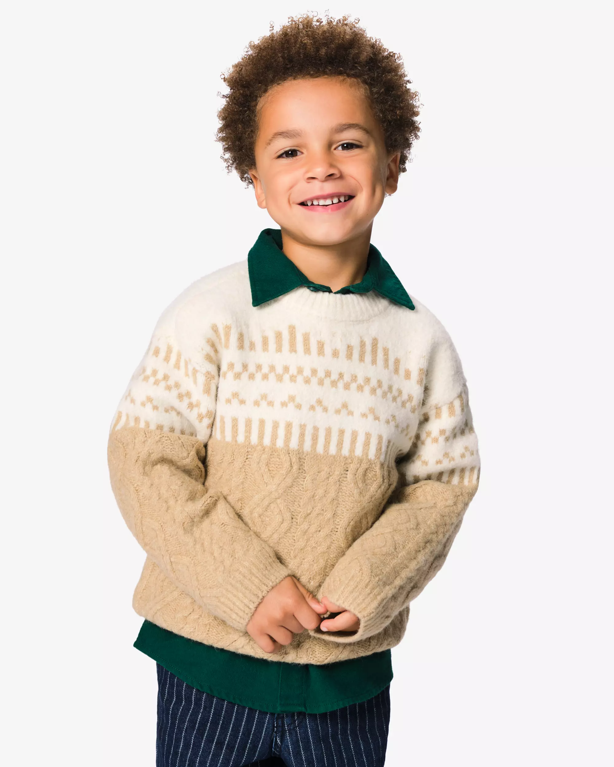 Kinderpullover aus Grobstrick mit Norwegermuster