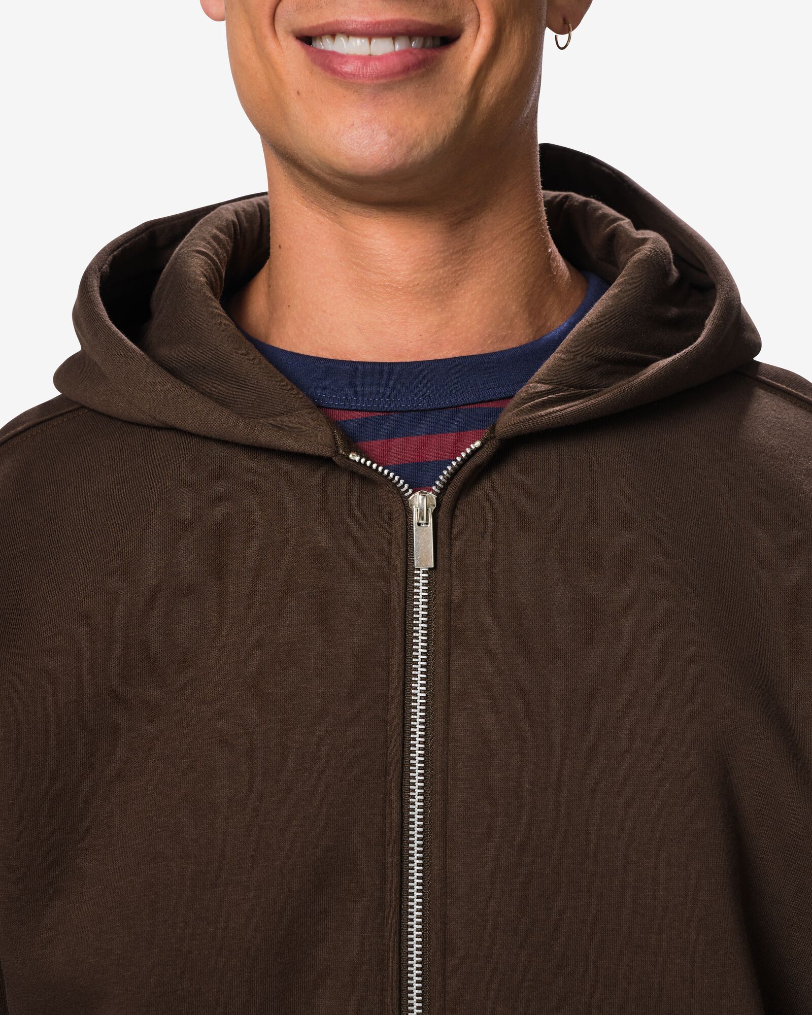 herenvest sweatstof donkerbruin donkerbruin - 2101030DARKBROWN - HEMA