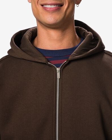 herenvest sweatstof donkerbruin donkerbruin - 2101030DARKBROWN - HEMA