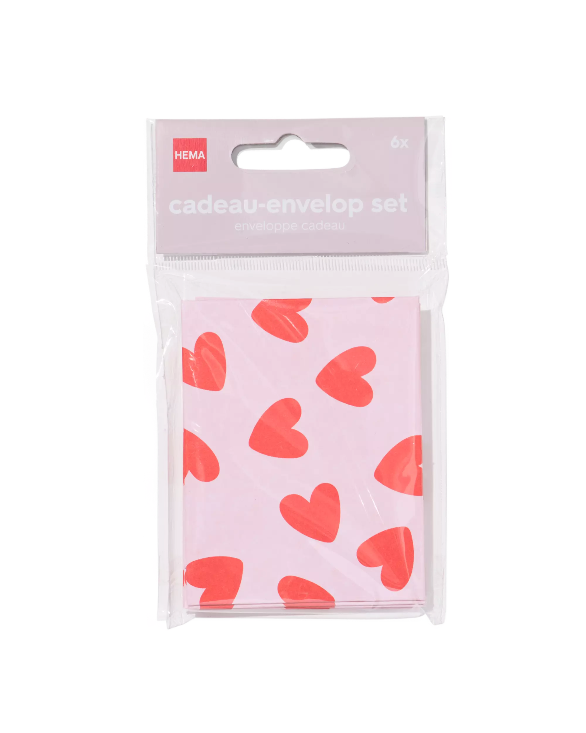 cadeau-envelop set hartjes - 6 stuks