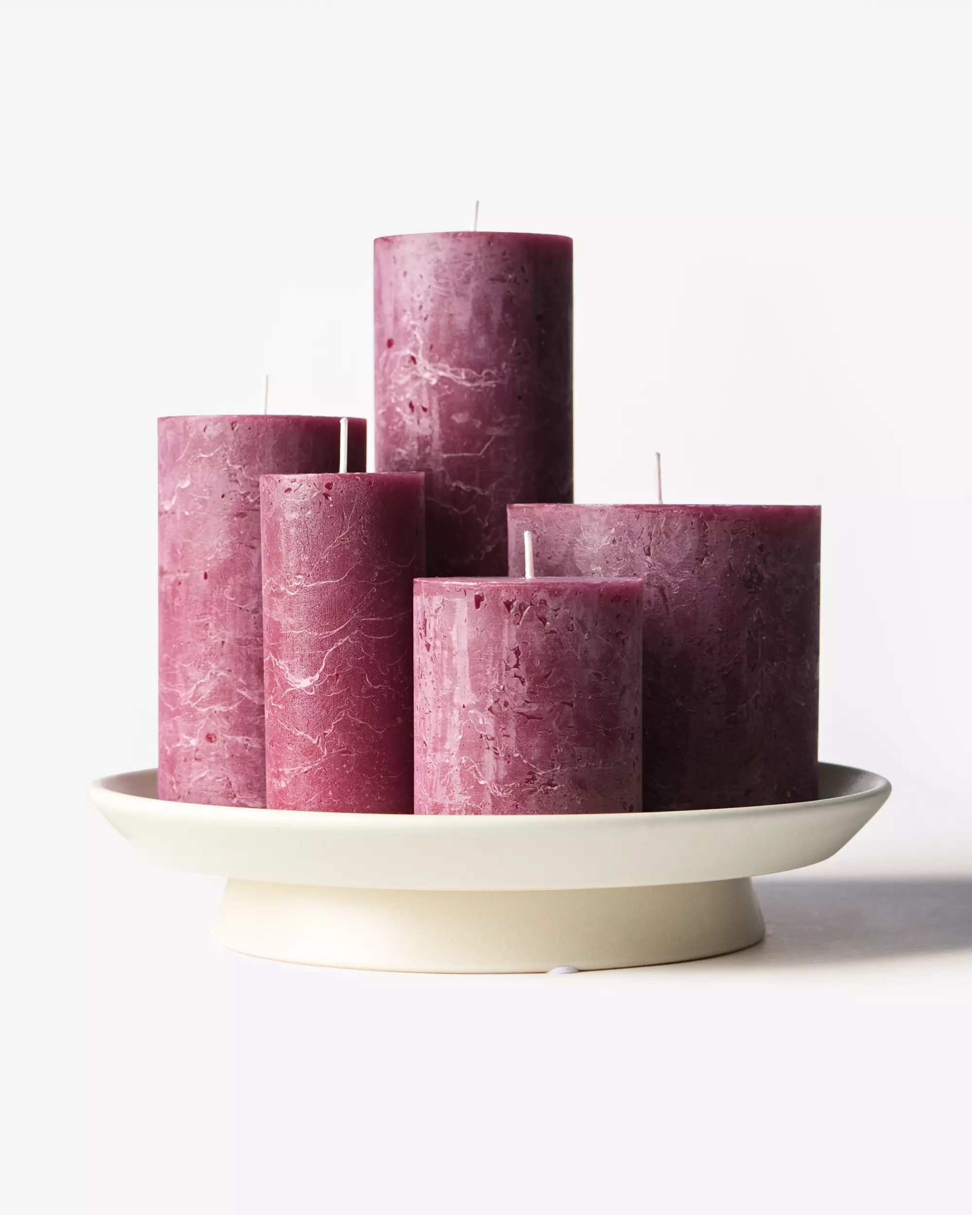 bougie cylindrique ⌀5x11cm rustique aubergine