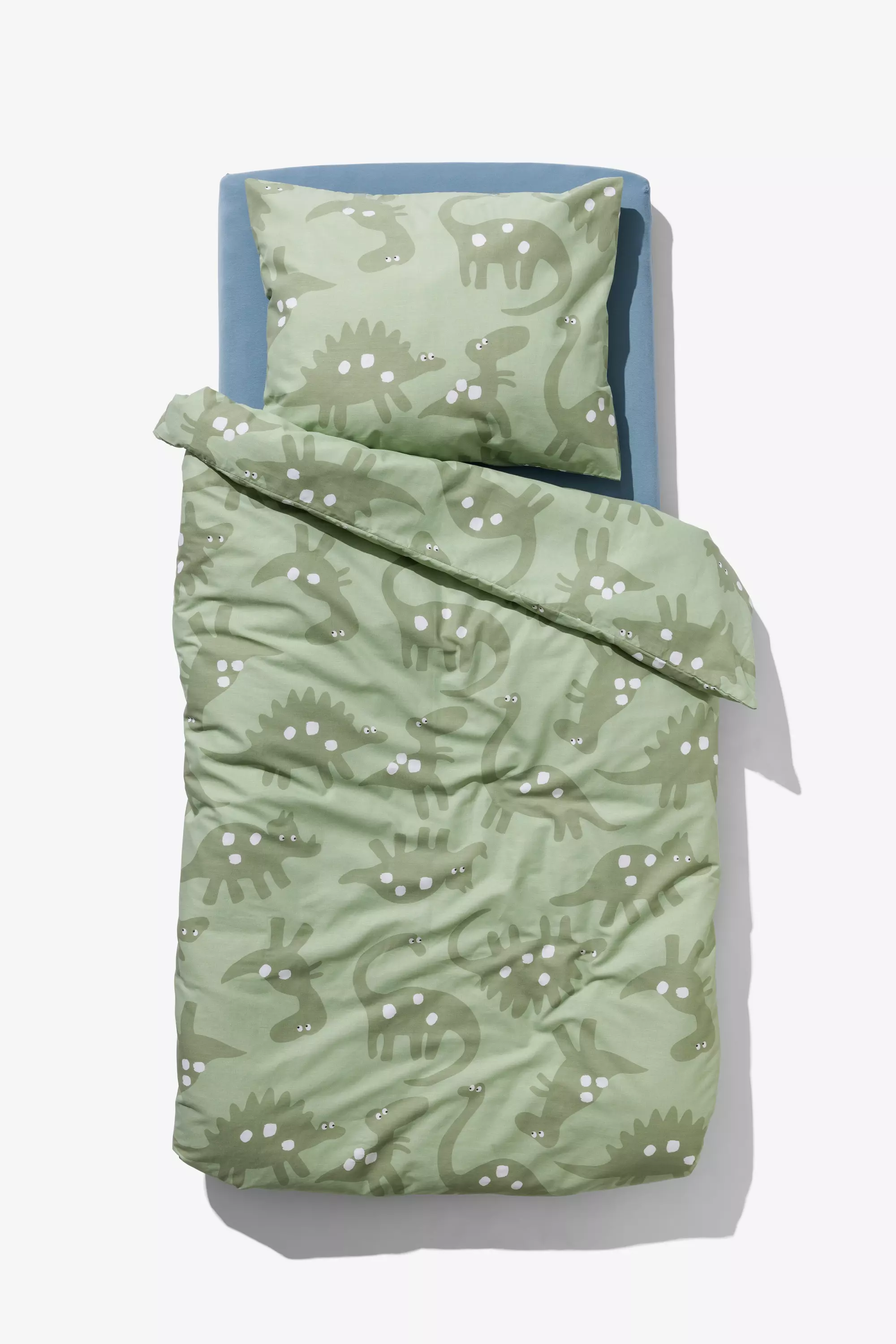 housse de couette tout-petits 120x150 cm coton doux dino verte