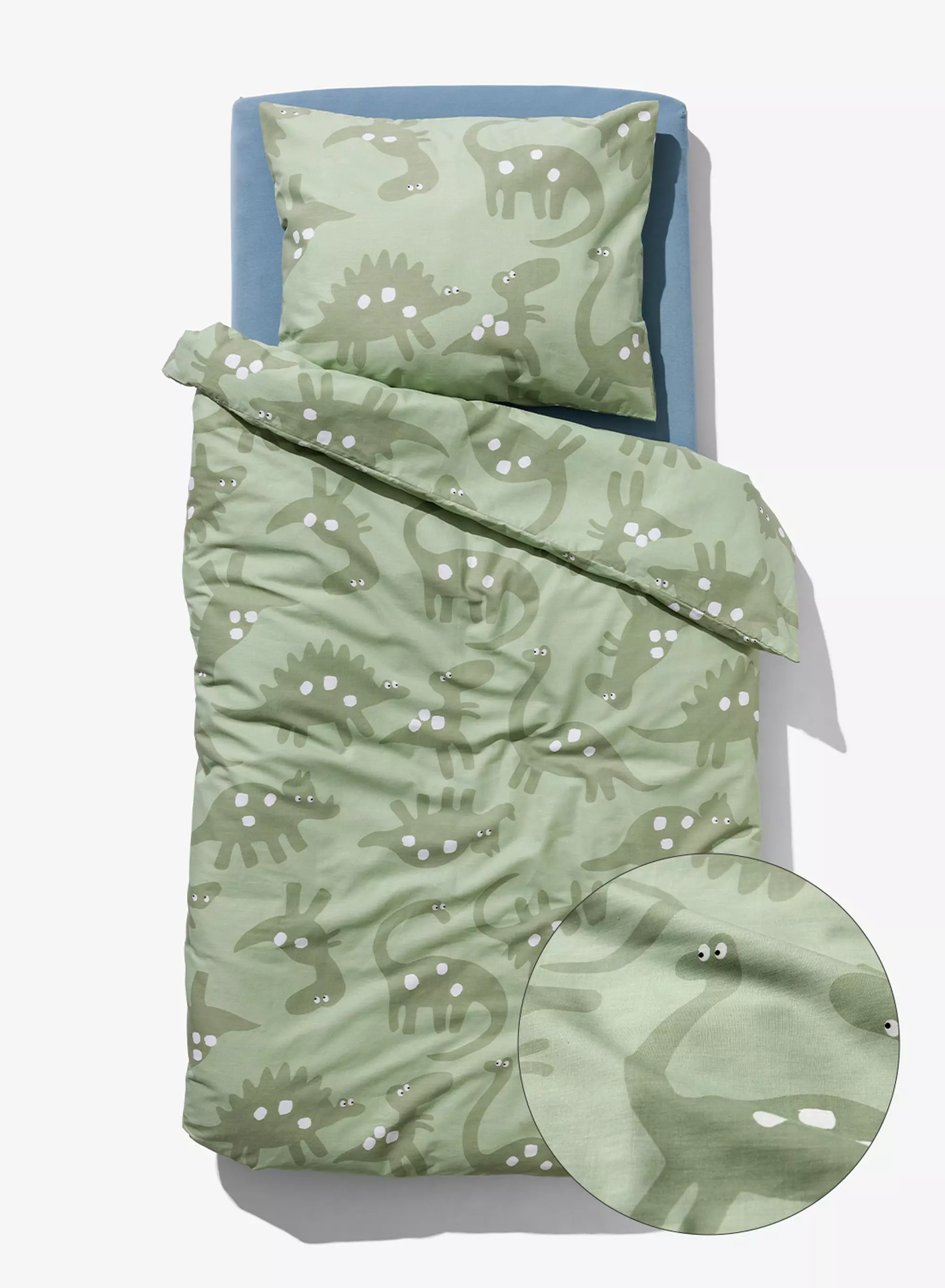 housse de couette tout-petits 120x150 cm coton doux dino verte