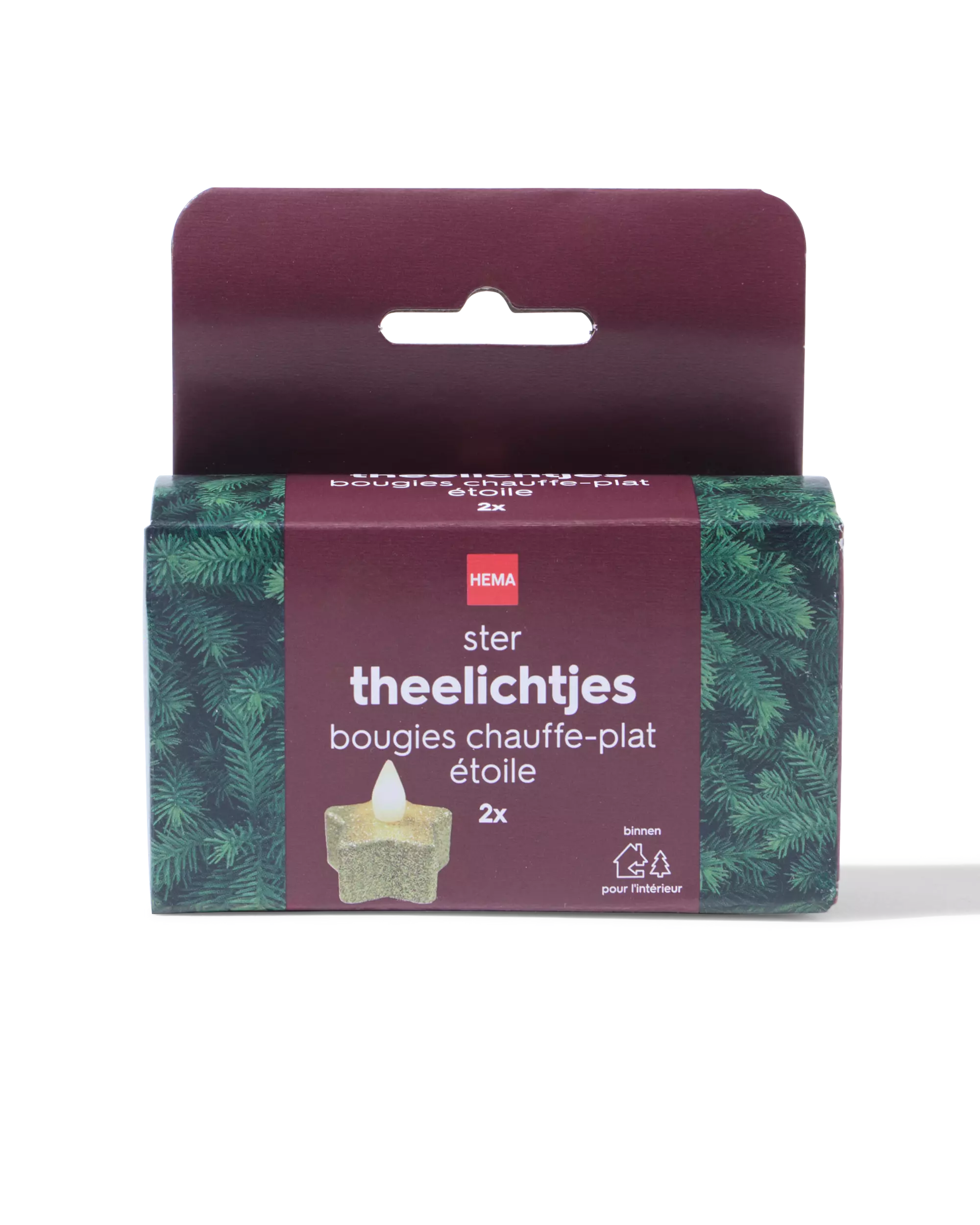 bougie chauffe-plat les ⌀3,8 x 2,5 cm pailletes étoile - 2 pièces