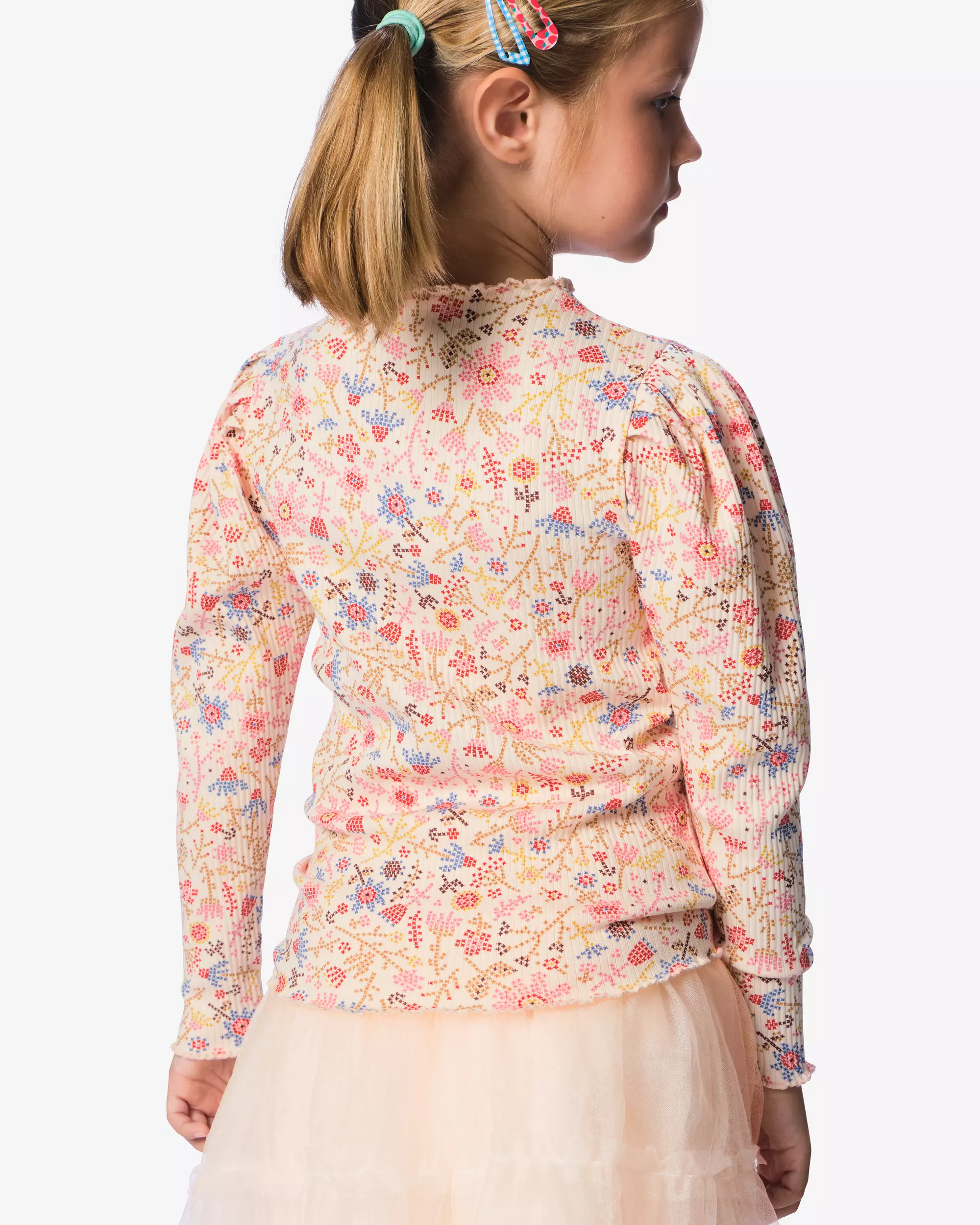 t-shirt enfant côtelé fleurs