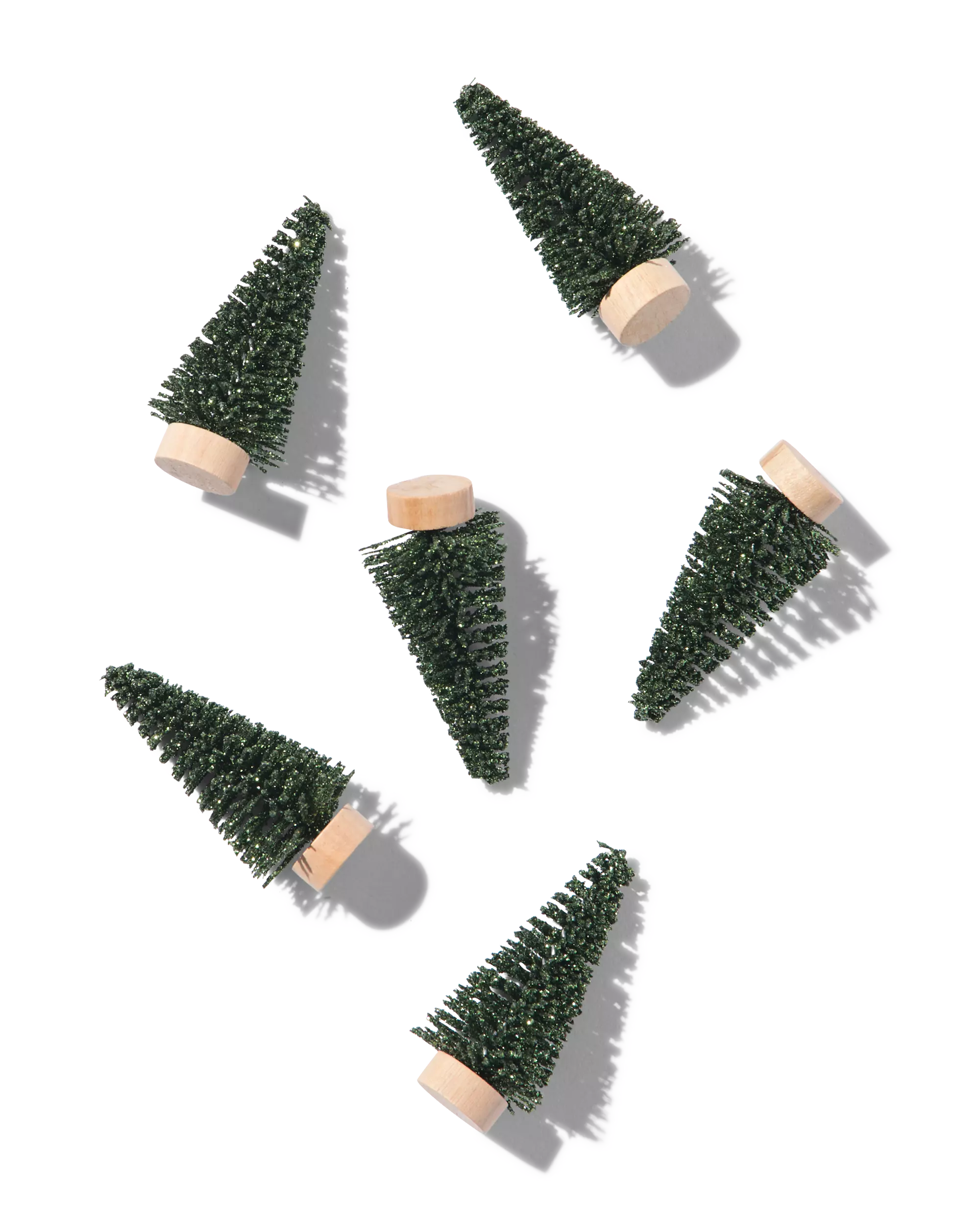 décoration de table arbres 5 cm plastique vert - 6 pièces