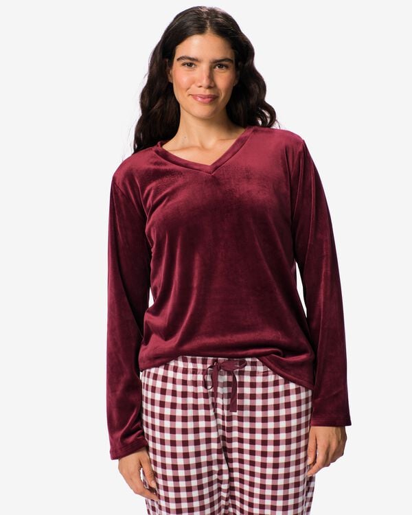 haut femme velours rouge fonc&eacute; rouge fonc&eacute; - 23401220DARKRED - HEMA
