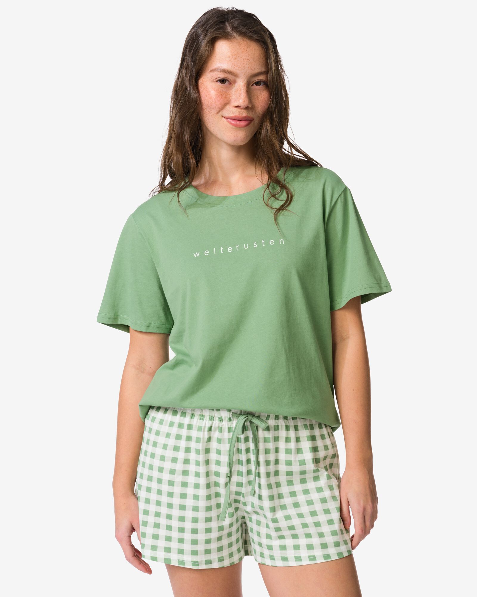 pyjacourt femme jersey carreaux vert vert - 23401560GREEN - HEMA