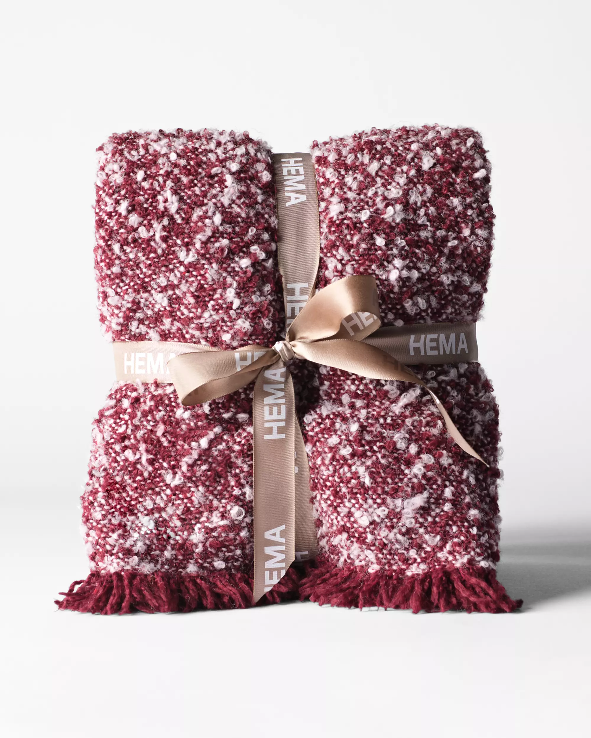 plaid 150x130cm boucle bordeauxrood