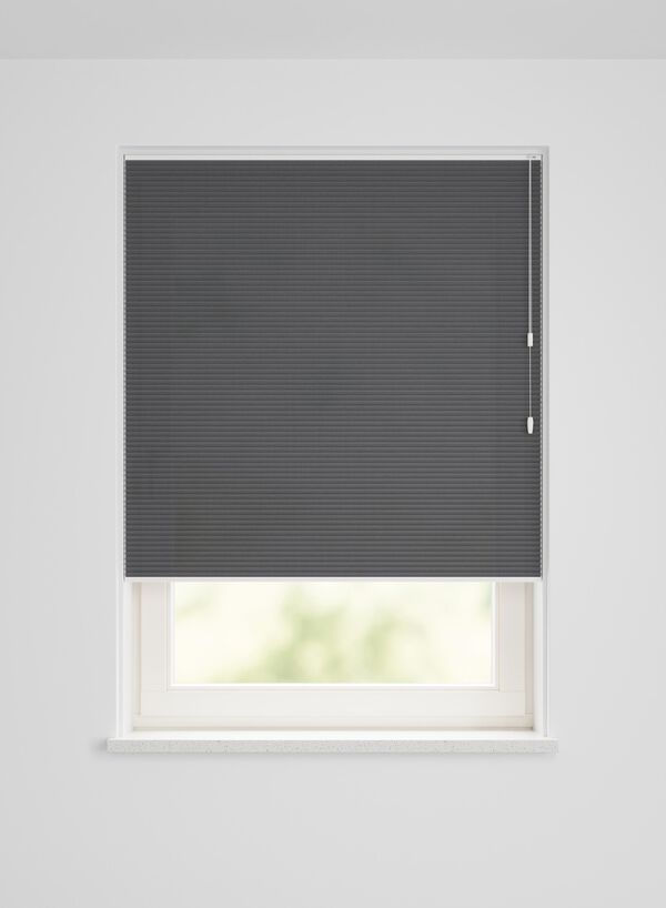 pliss&eacute; dubbel lichtdoorlatend linnenlook zwart zwart - 46130219BLACK - HEMA