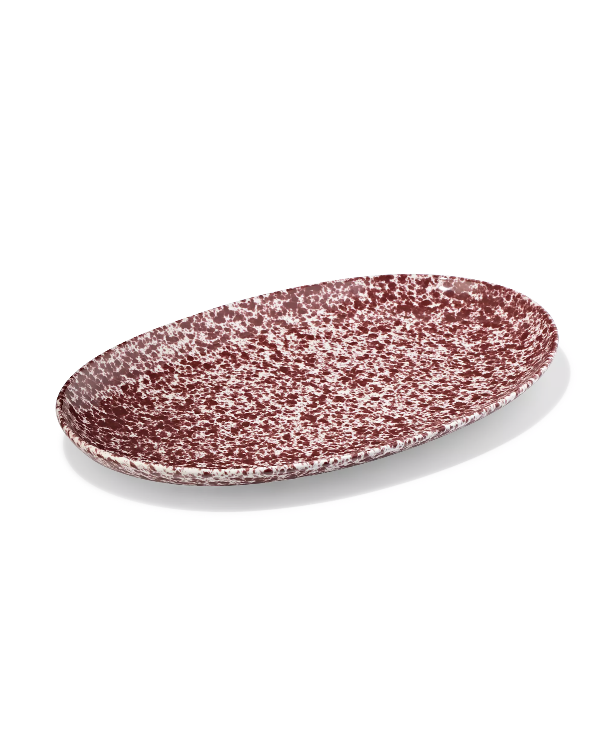 plat de service 21 x 32 x 2cm Trend faïence rouge bordeaux moucheté