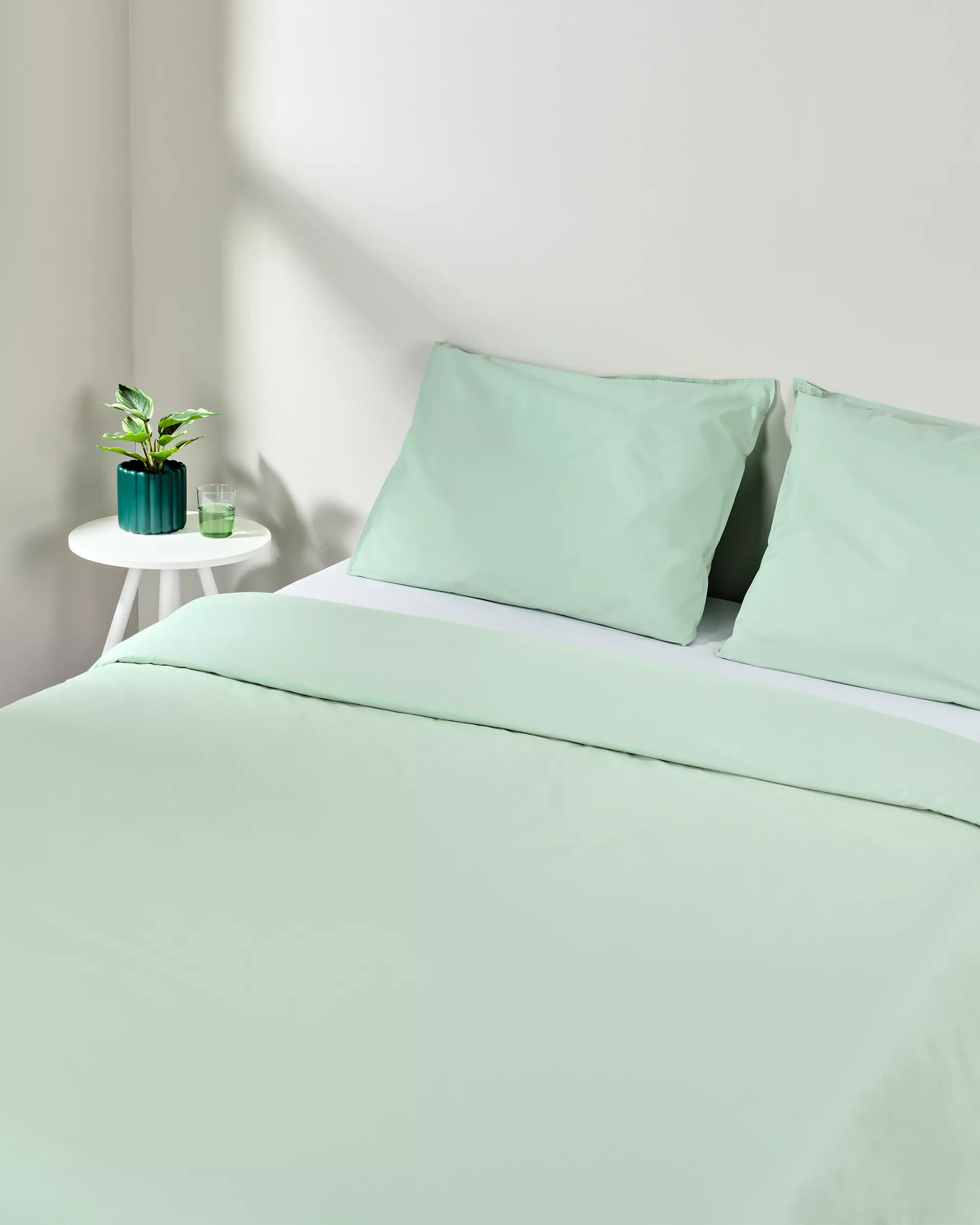 housse de couette 240x200/220 cm percale de coton hôtel vert clair