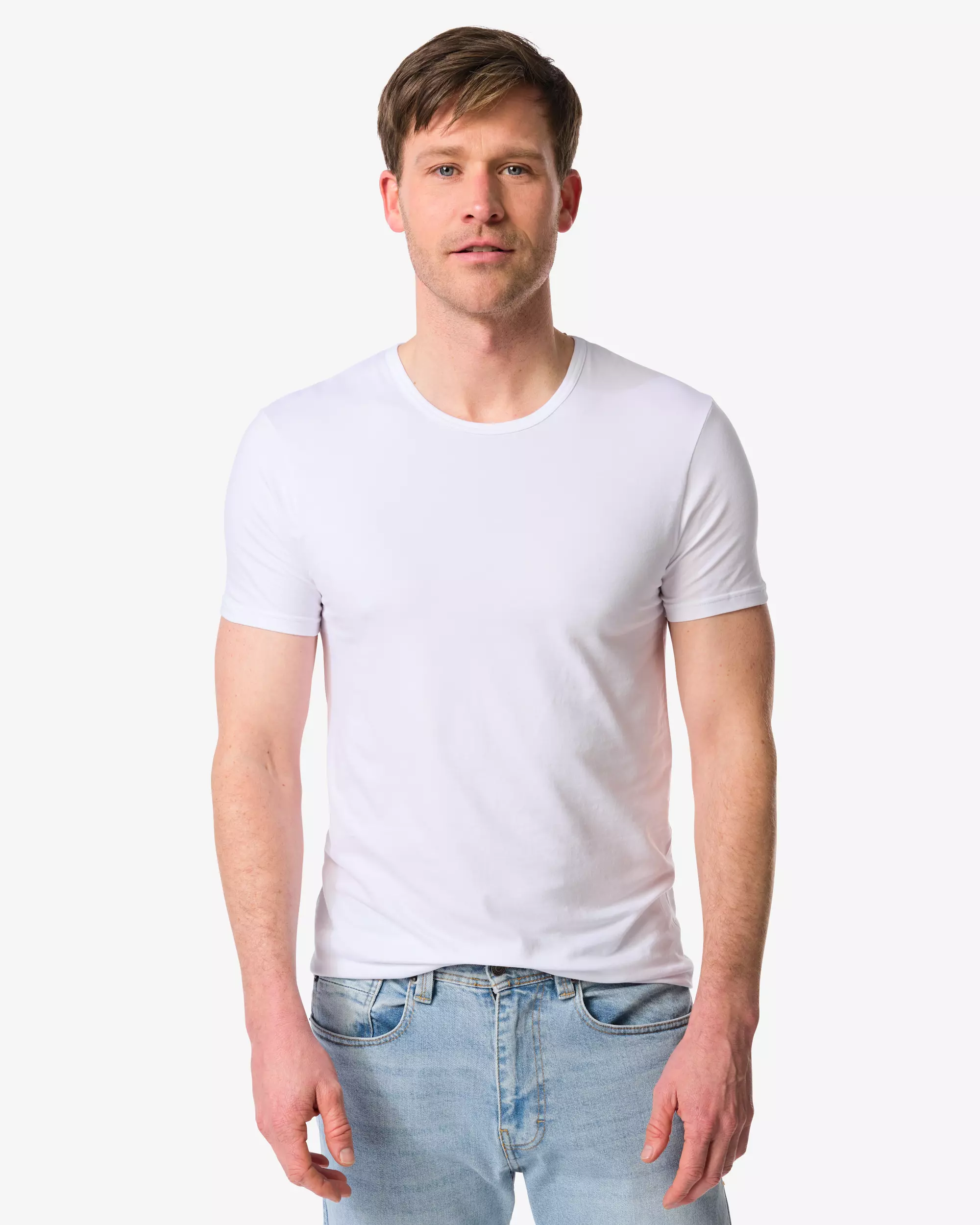 heren ondershirt slim fit o-hals naadloos - 2 stuks