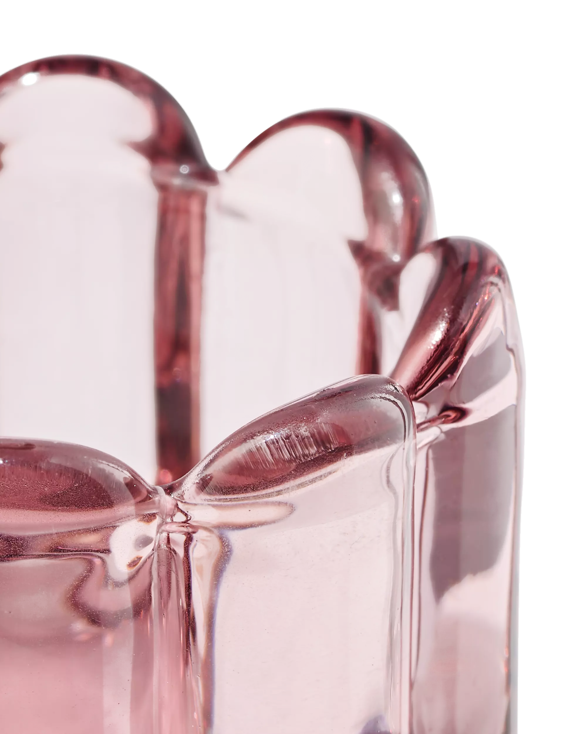 photophore en verre nervuré rose