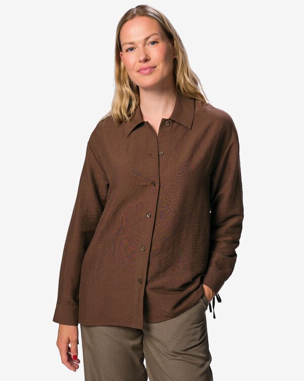 damesblouse Day crinkle  bruin bruin - 36214280BROWN - HEMA