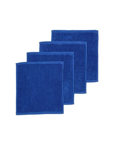 serviettes pour le visage qualit&eacute; &eacute;paisse bleu cobalt - lot de 4 bleu cobalt d&eacute;barbouillettes 30 x 30 - 5282880 - HEMA