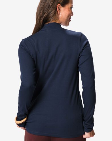 dames T-shirt Clara regular fit rib donkerblauw donkerblauw - 36306390DARKBLUE - HEMA
