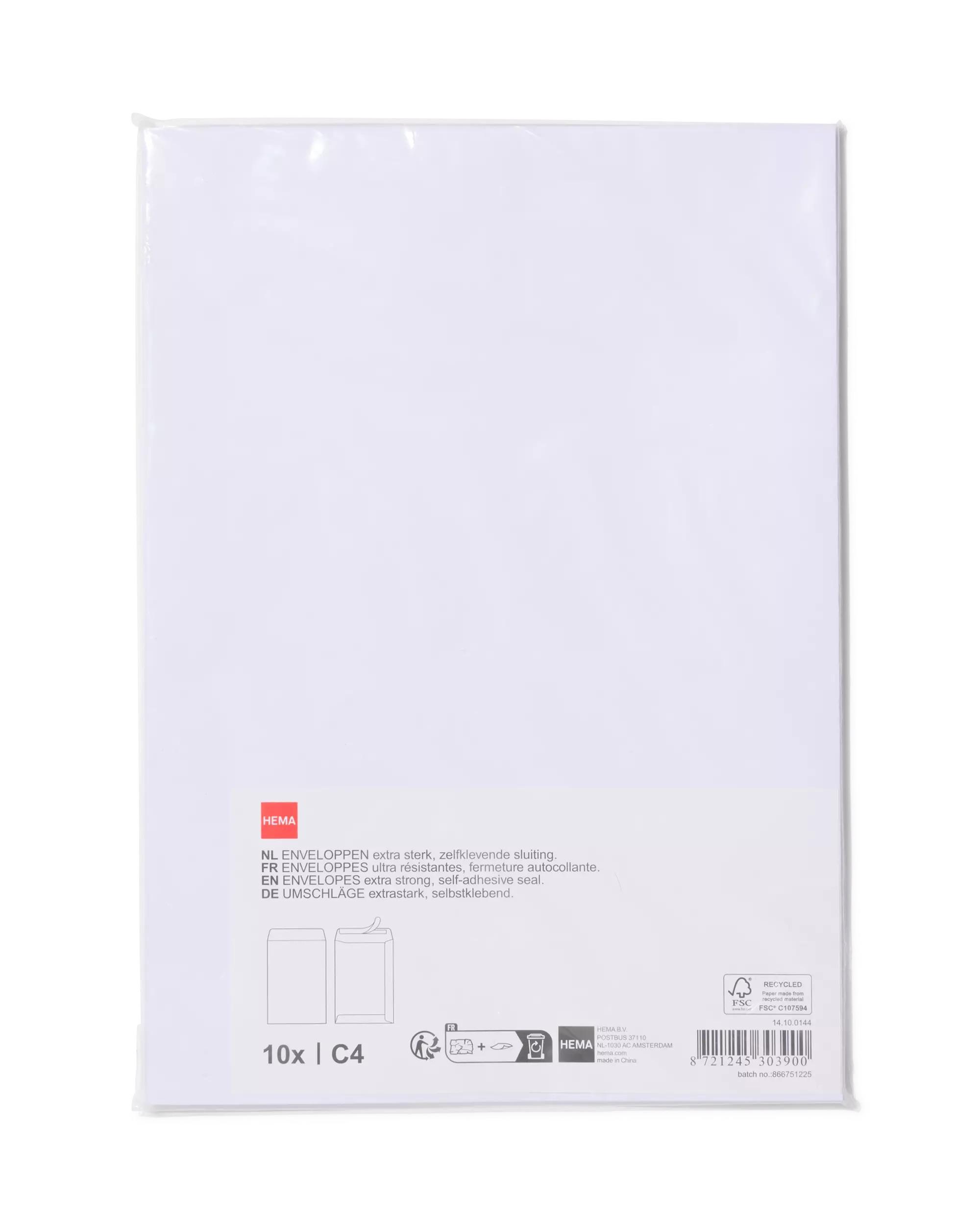 enveloppes C4 blanches - lot de 10