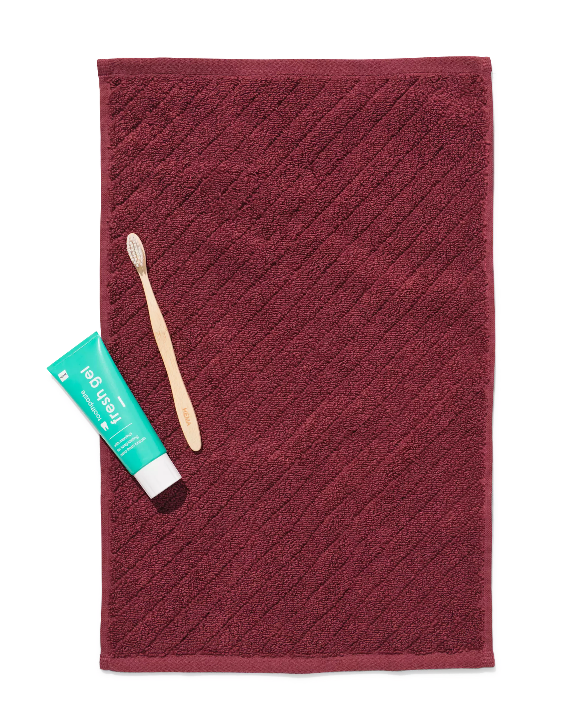 gastendoek 33x50cm zware kwaliteit diagonaal bordeauxrood