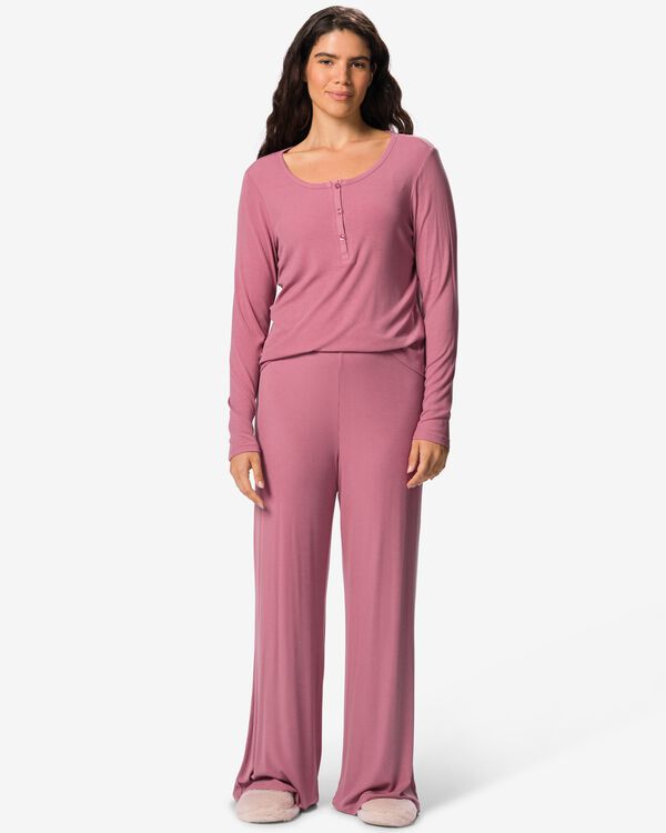 pyjama pour femme en modal c&ocirc;tel&eacute; rose rose - 23401163PINK - HEMA