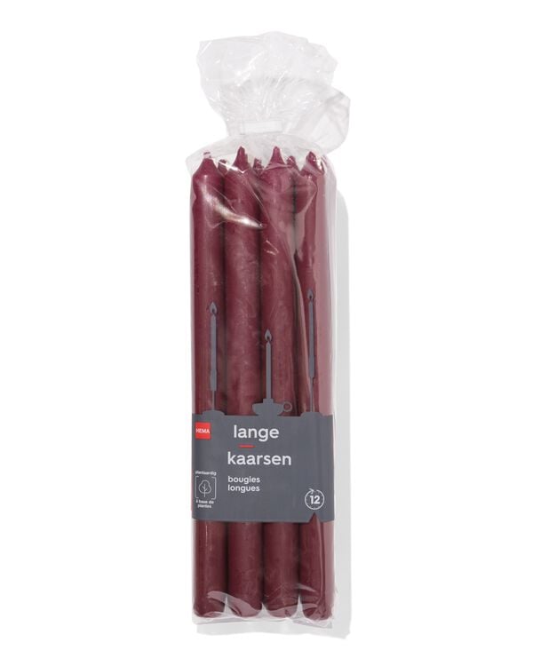 lange huishoudkaars &Oslash;2.2x29cm aubergine - 12 stuks aubergine - 13504056AUBERGINE - HEMA
