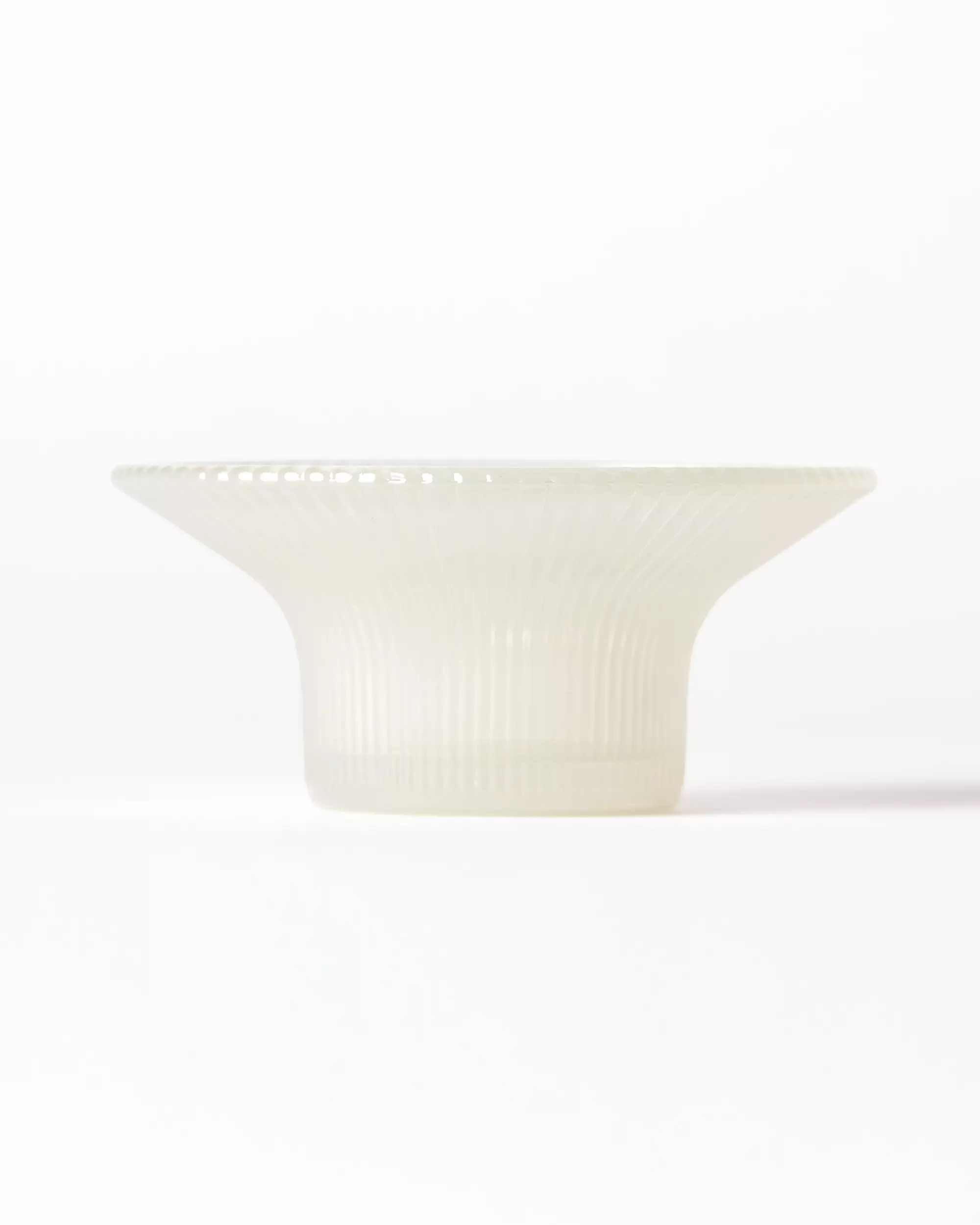 theelichthouder ⌀11x5cm Zwier glas ribbel wit