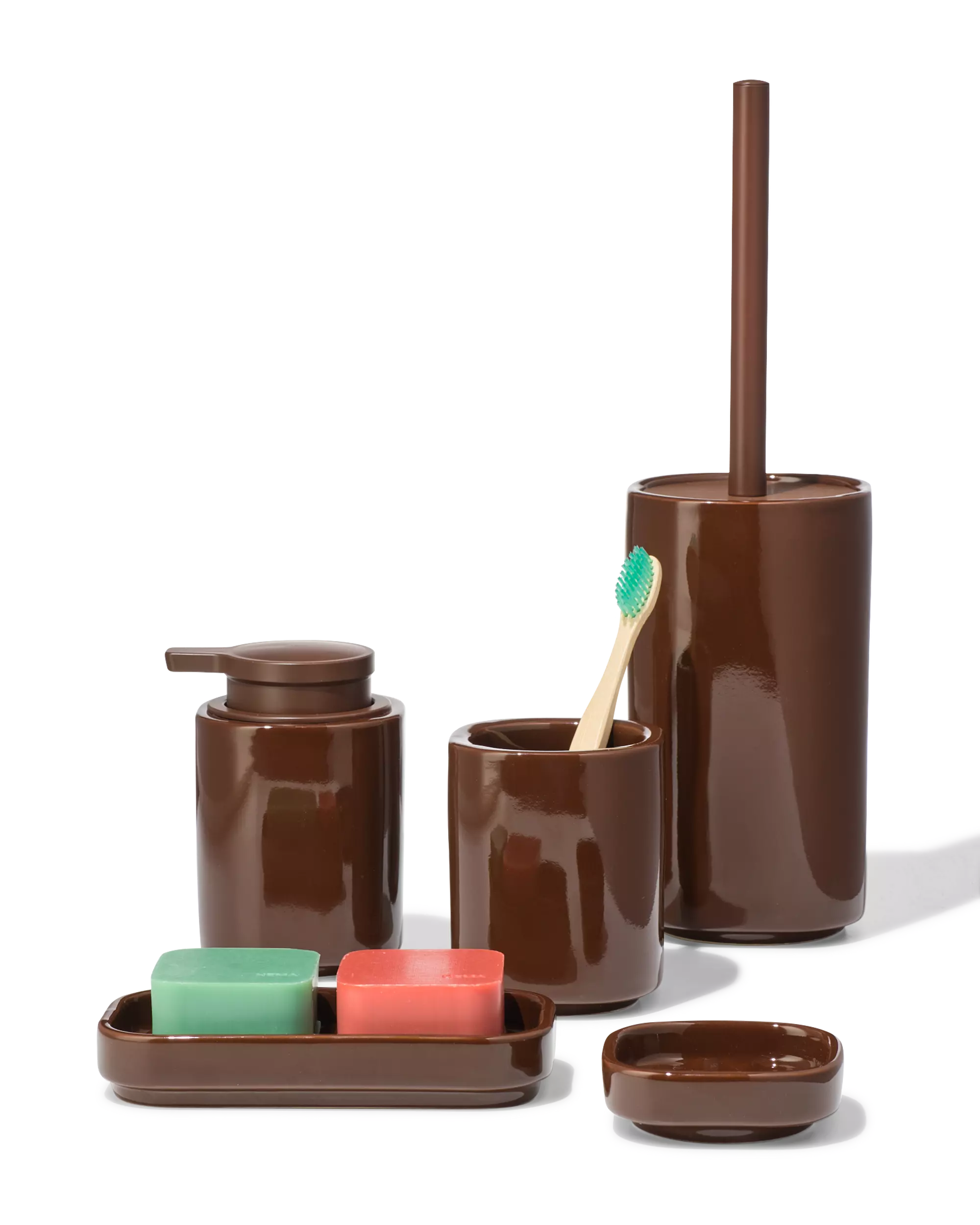 distributeur de savon 13 cm en céramique marron