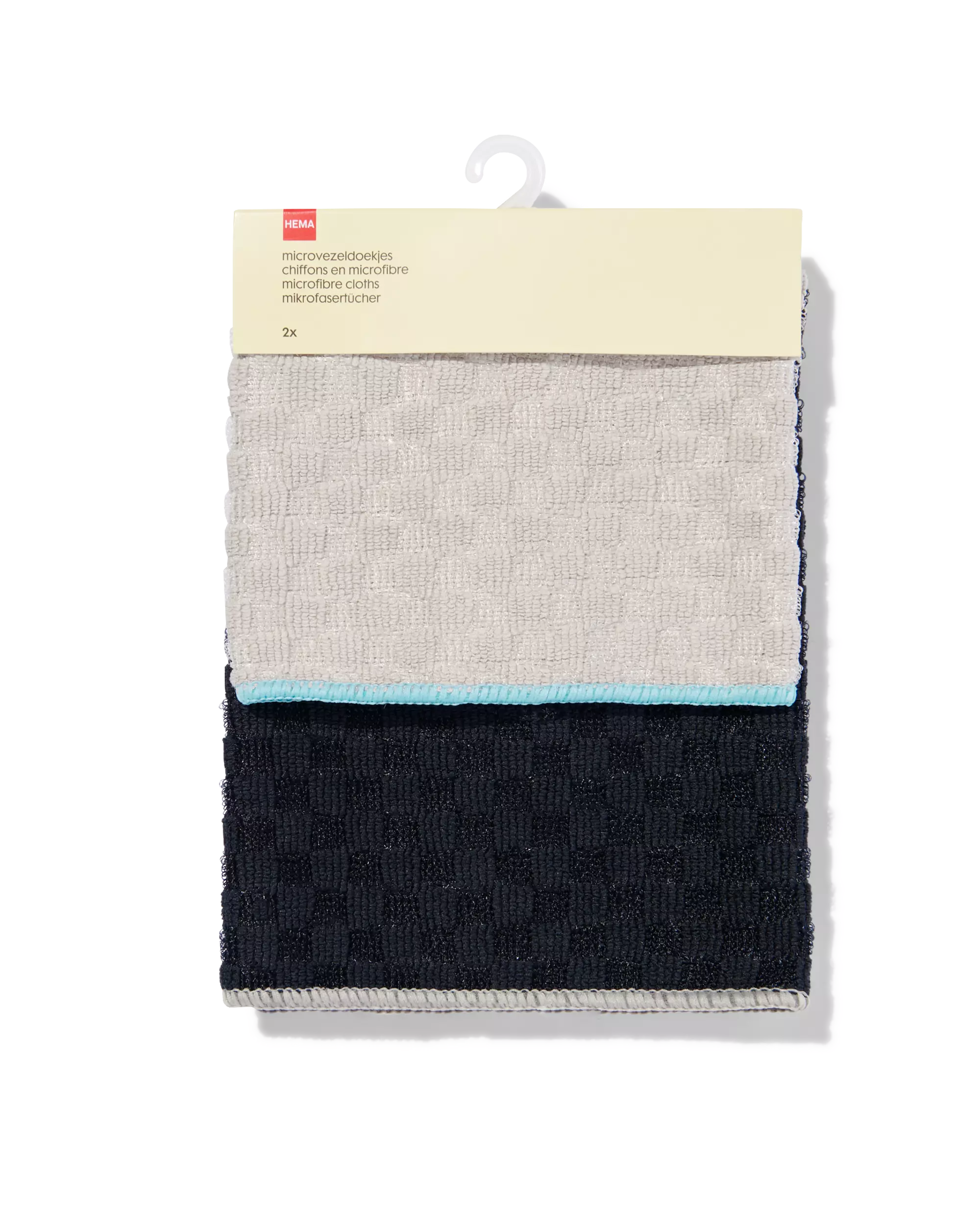 2 chiffons en microfibre texturés 35x35 gris beige/noir
