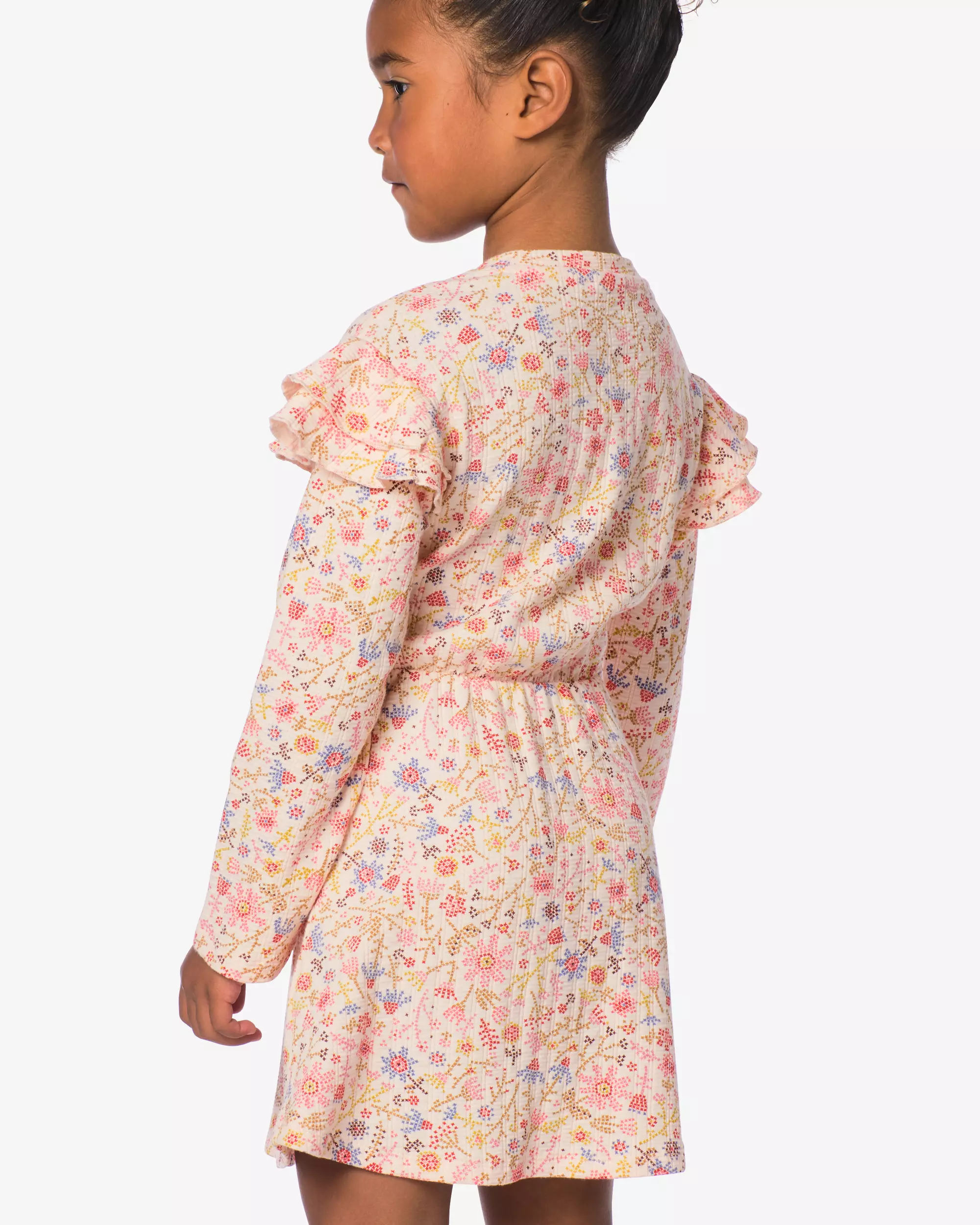 kinderjurk A-lijn rib bloemen