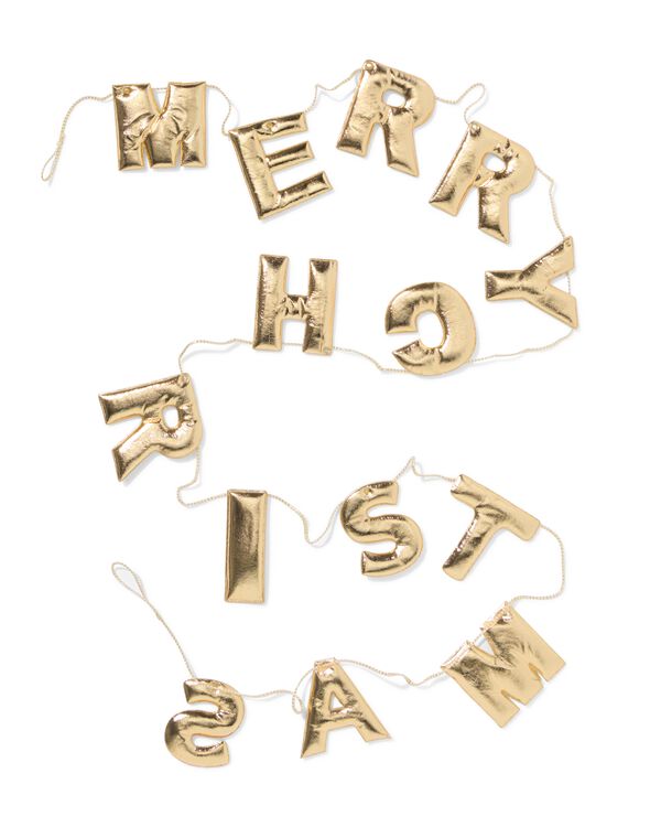 kerstslinger 1.8m merry xmas goud - 25102300 - HEMA