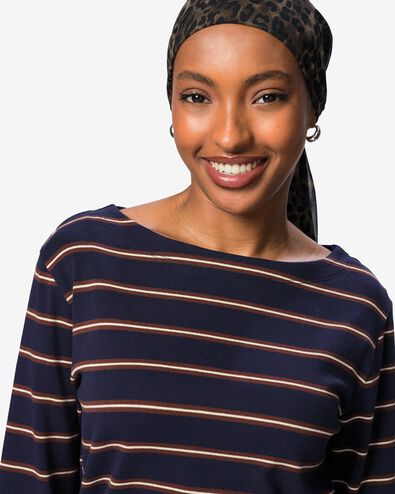 Damen-T-Shirt Cara Jersey gestreift dunkelblau - 36306730DARKBLUE - HEMA